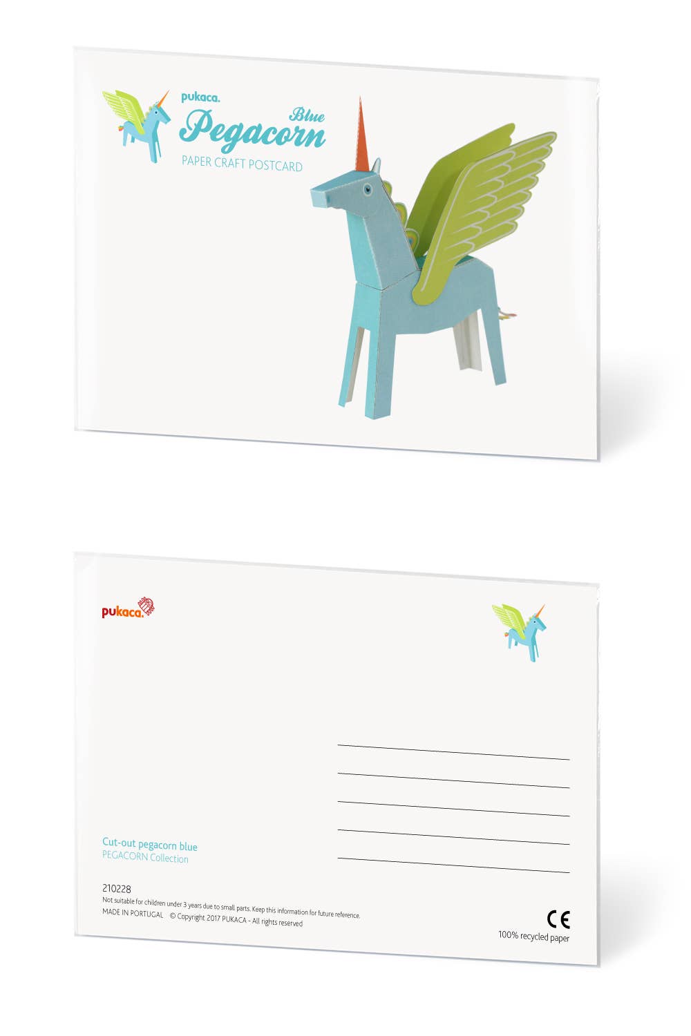 pukaca – Engroshandel DIY-hobbysæt – Børn – Blå Pegacorn Postkort1