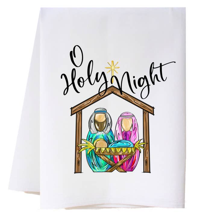 O Holy Night Nativity Kitchen Towel for wholesale by Cora & Pate