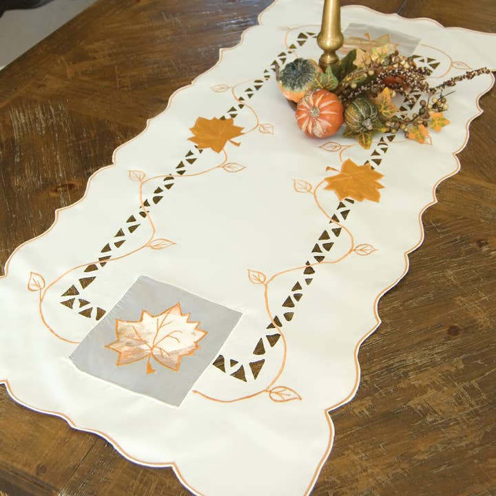 Harvest Sheer 16x36 Cream Polyviscoe Table Runner for wholesale by Heritage Lace