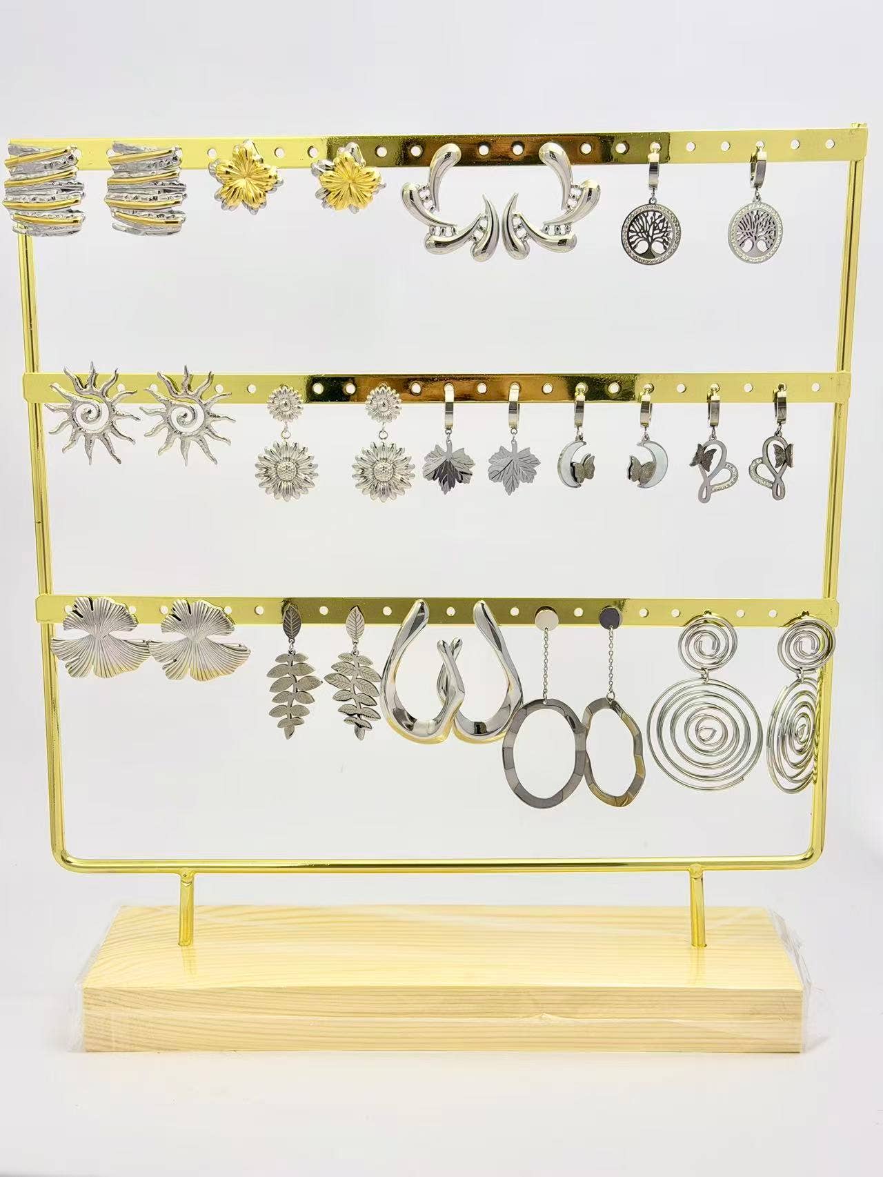 COSMOS - Wholesale Dangle Earrings - Set of 14 Pairs of Steel Earrings on Display0