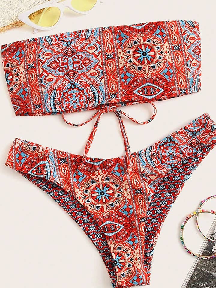 MULTICOLOR CWMW0836_PRINTED SUMMER SEXY TWO-PIECE SWIMSUIT for wholesale on Faire0