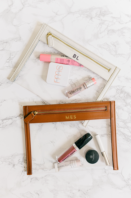 HOPE & JOY - Wholesale Pouch - Women's - Camel Clear Leather Pouch - Vegan Leather - Customize1