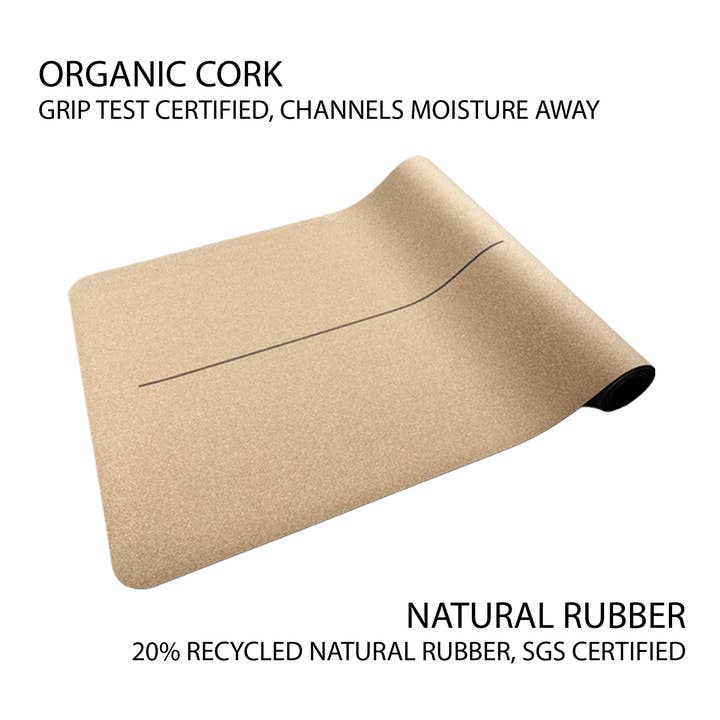 Crk - Wholesale Yoga Mat - The Wave Mat • 4mm Thick, Organic Cork Yoga Mat with Recycled Natural Rubber4