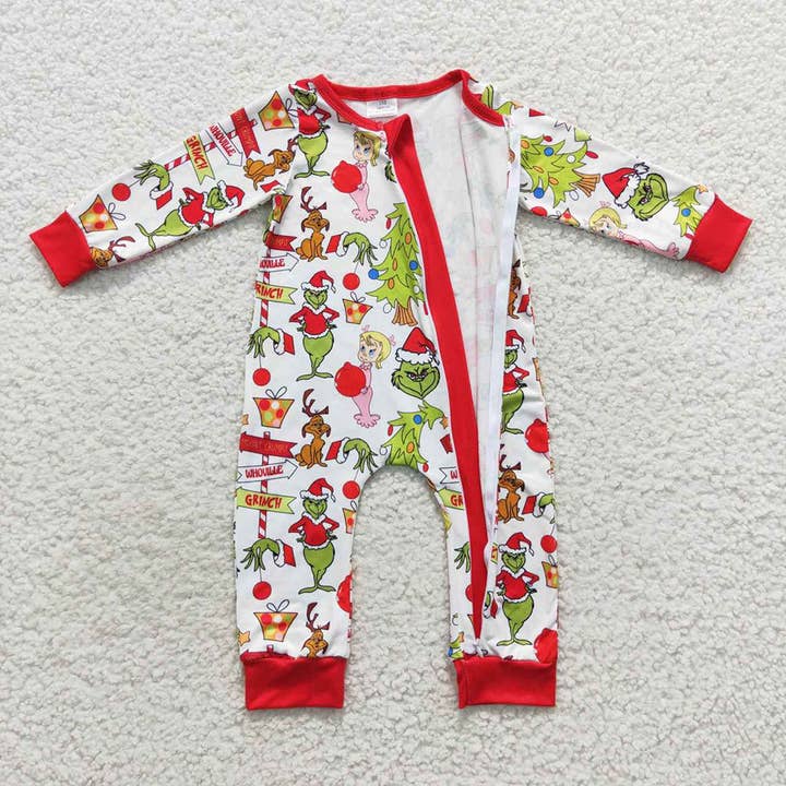 Aier Wholesale - Wholesale Jumpsuit - Baby - Baby Boys Christmas Frog Zip Rompers1
