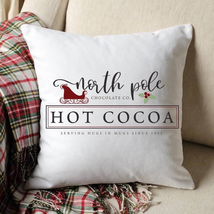 North Pole Cocoa Christmas Square Farm Kussenhoes voor wholesale door Wild & Untamed Designs