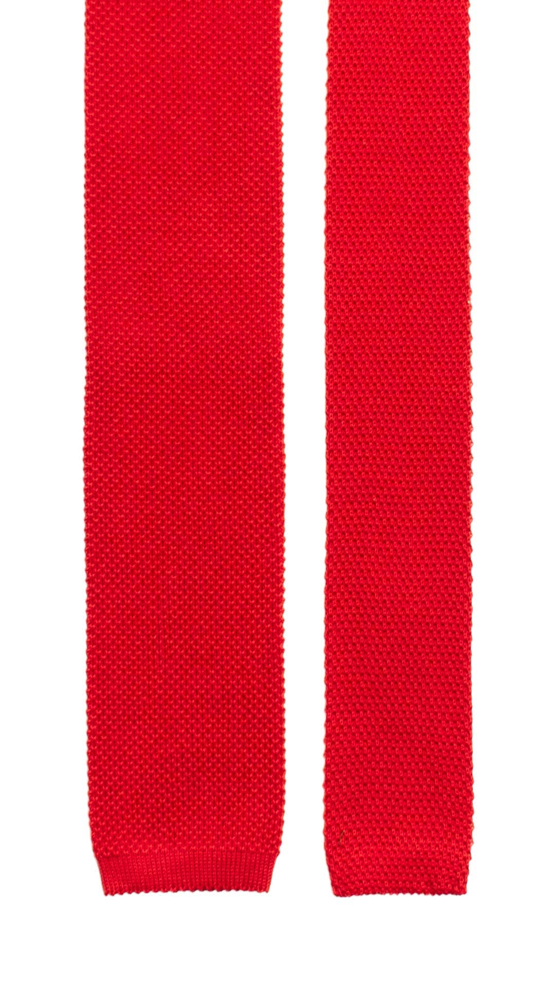 Graffeo Cravatte - Vente Cravate – homme - Cravate Tricot en Maille de Coton Rouge Uni TRI6551