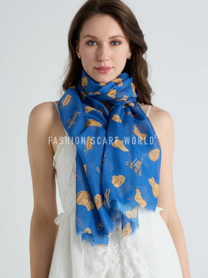 Equestrian Horse Print Frayed Scarf for wholesale by Fashion Scarf World