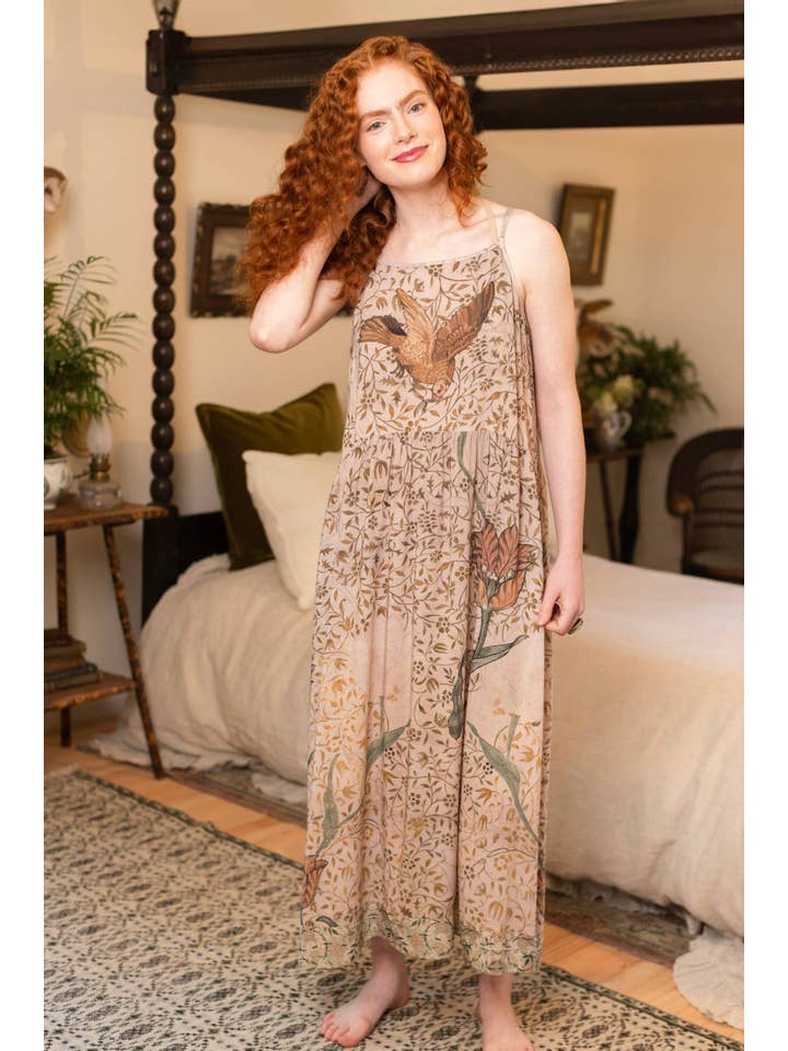 Market of Stars (Worldwide) - Wholesale Dress - Women's - Folklore Bohéme Long Maxi Slip Dress w/ Bird of Peace Art6