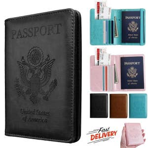 Excello Global Products Leather Travel Wallet & Passport Holder