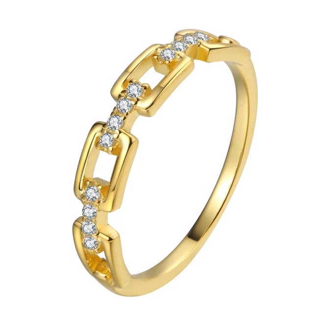 Anillo plata - circonita blanca - t10 - bañado oro para venta al por mayor de Buganto