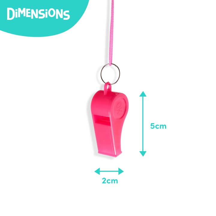 The Twiddlers - Wholesale Classic Toy - Kids - 60 Neon Whistles with Lanyards for Sports and Kids Party Bag