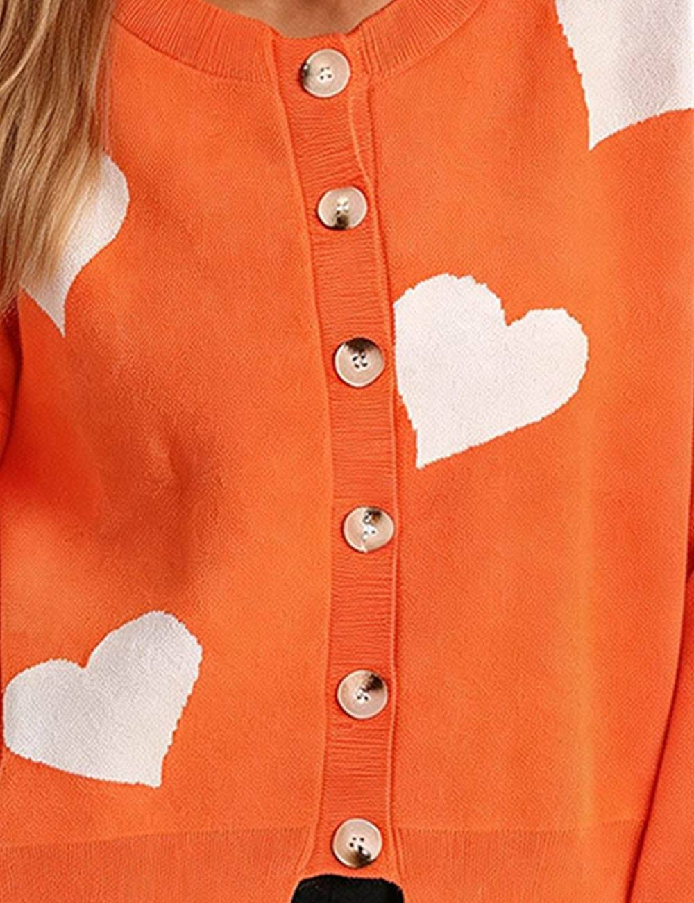 Sweetkama – Cardigan - Mulher por atacado – Cardigan feminino com coração e botões, gola redonda, modelo 236820