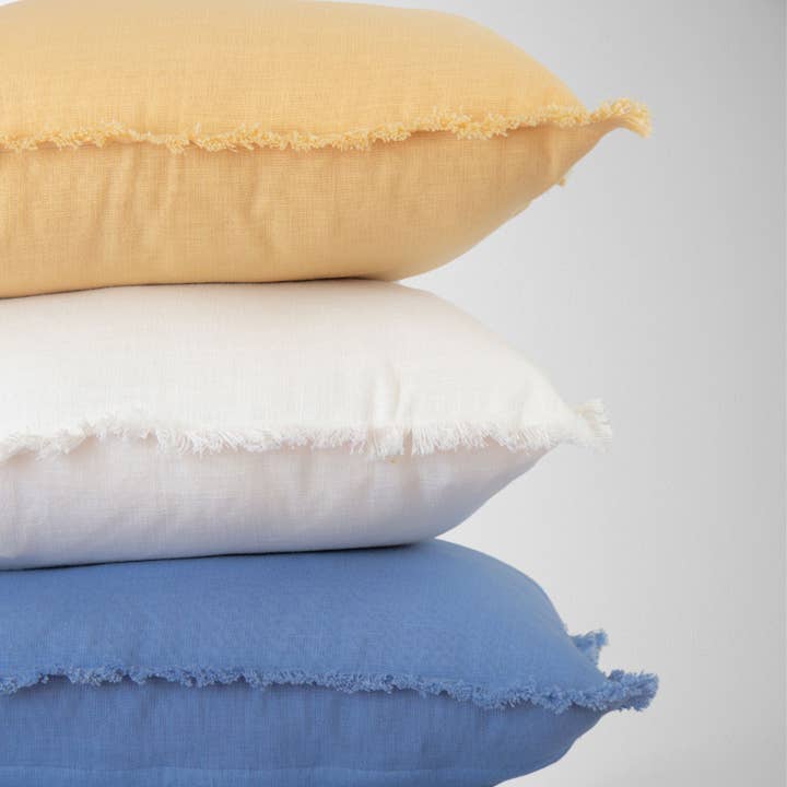 Emma Frayed Edge Pillow - 100% Cotton Decorative Cushion for wholesale by Tajik Home LLC