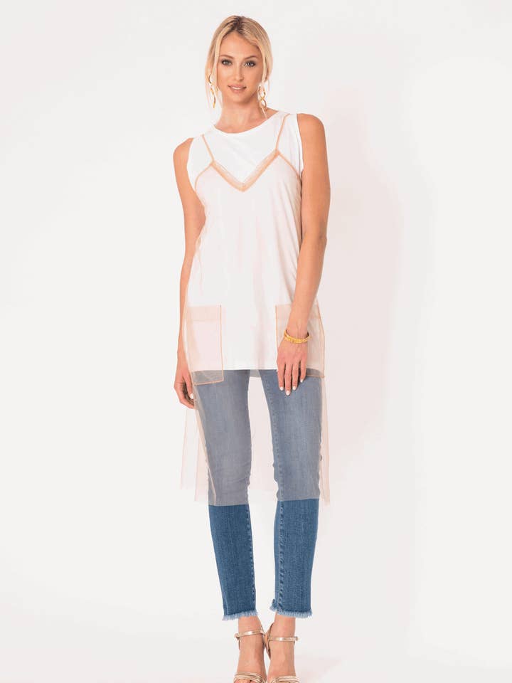 T-shirt + tule top met zakken 100% Co + 100% nieuw voor wholesale door Siste's S.p.A.