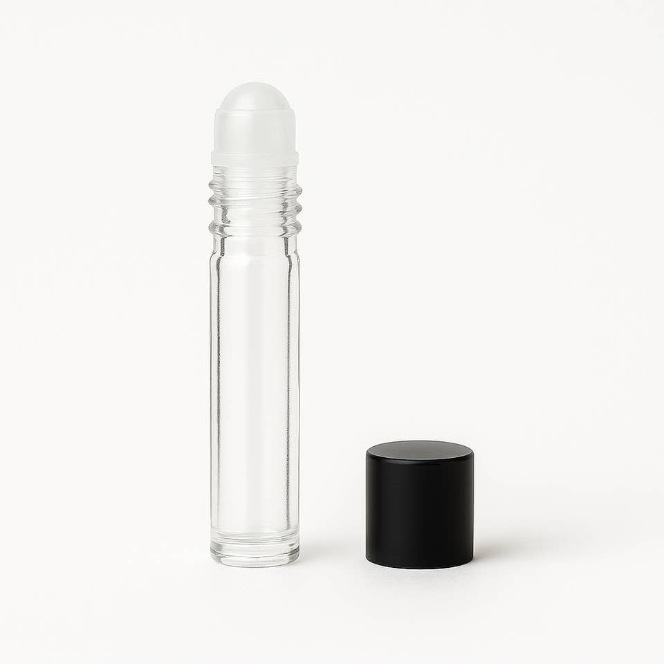 AfroCosmetics & Culture - Wholesale Essential oil holder - 1/3 oz Clear Glass Roll-On Bottle