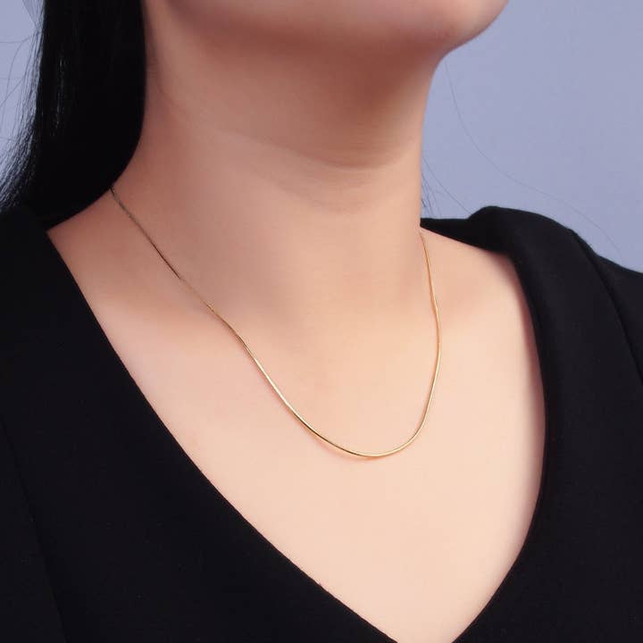 Aim Eternal - Wholesale Link & Chain Necklace - 24K Gold Filled 1mm Snake Chain 18 Inch, 20 Inch Necklace | WA-2751 WA-2752