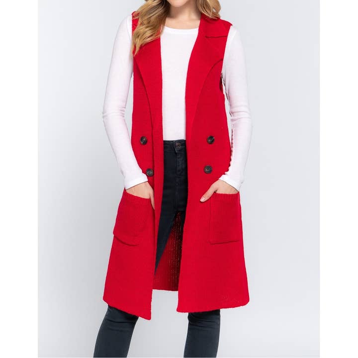 SLEEVELESS LONG SWEATER VEST for wholesale by Paperdoll