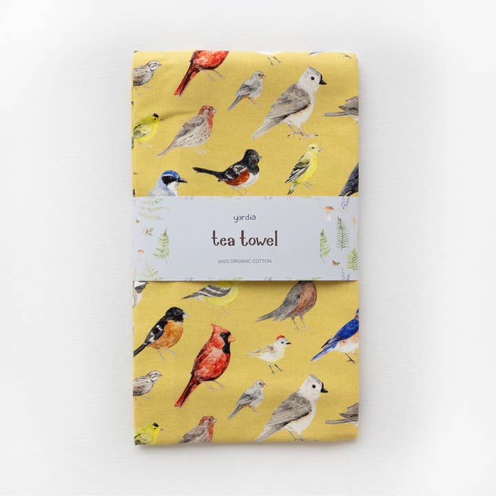 Backyard Birds Tea Towel - Organic Cotton Kitchen Towel for wholesale by Yardia