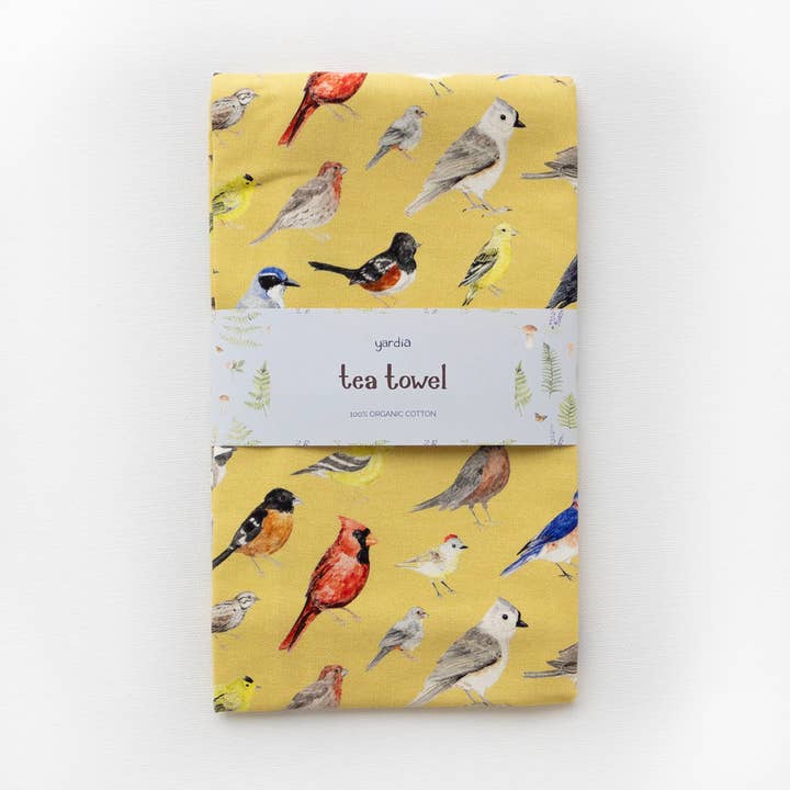 Yardia - Wholesale Tea Towel - Backyard Birds Tea Towel - Organic Cotton Kitchen Towel0