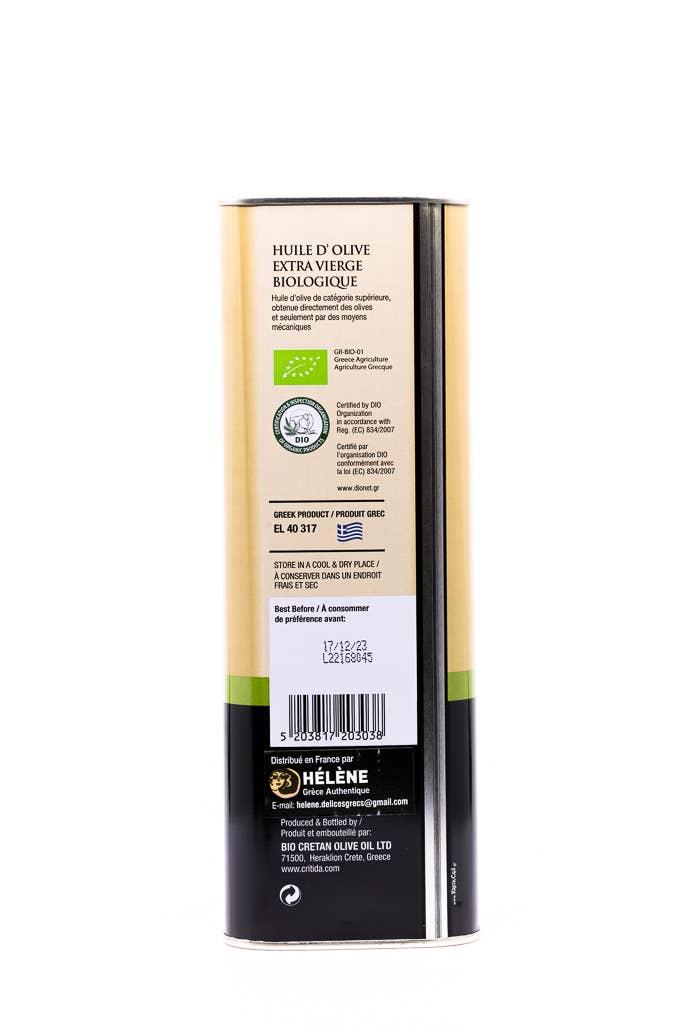 Helene Delices Grecs - Venta al por mayor Aceite de oliva - Aceite de oliva virgen extra orgánico de Creta 3L1
