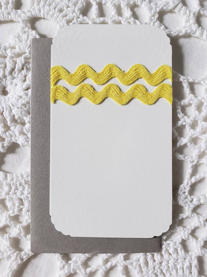 White & Yellow Rick Rack Trim Gift Enclosure for wholesale by Sugar Shop Vintage & Paperie