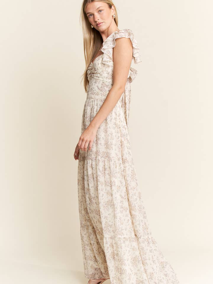 JADE BY JANE - Wholesale Dress - Women's - RUFFLE SLEEVE TIERED MAXI DRESS12