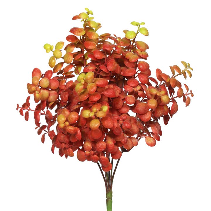Vickerman 12" Artificial Red Leaf Bush, Set of 3 for wholesale by Vickerman