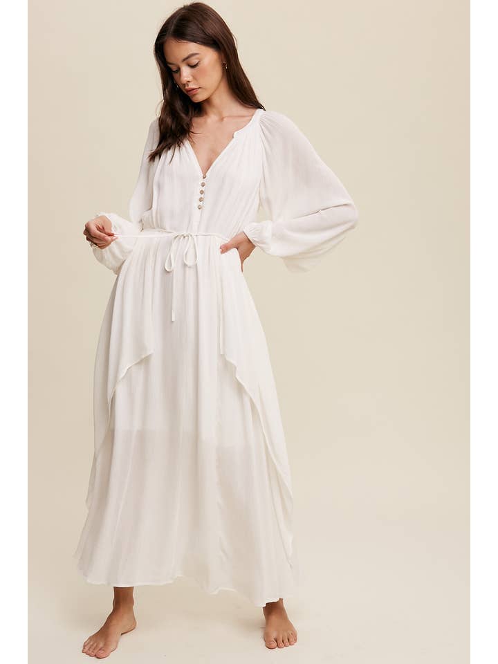 Sheer Trend – wholesale Klänning - Dam – Knapp Fram Drapey Maxi Klänning