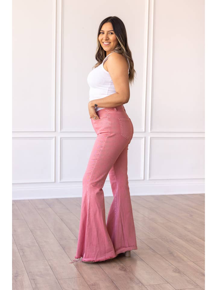 The Stacey Pink Denim Bell Bottoms for wholesale on Faire