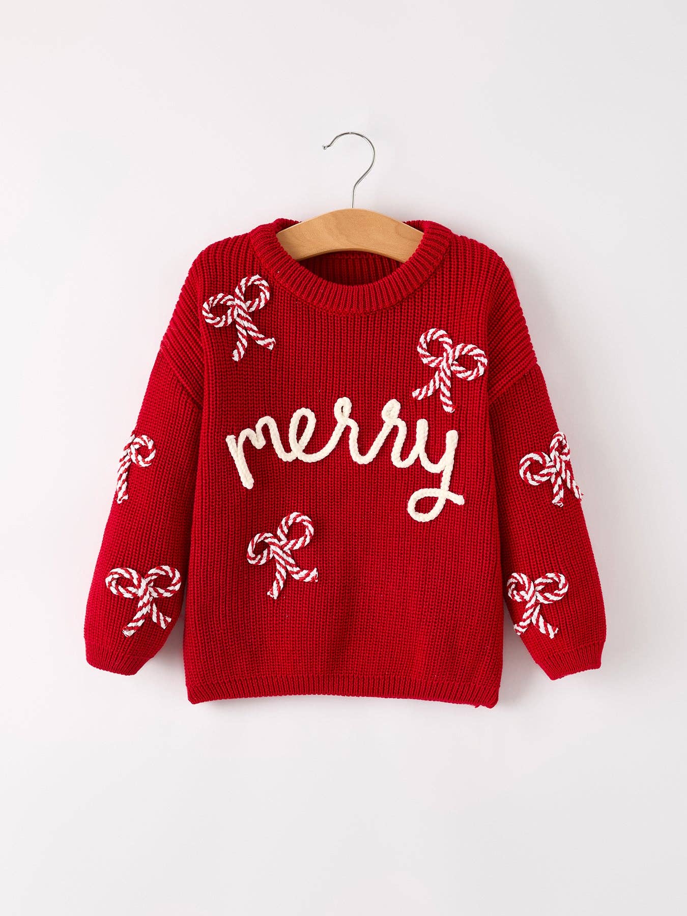 Rylee Faith Designs - Wholesale Knit Sweater - Kids - Mom and Me Winter Christmas Red "merry" Pullover Sweater9