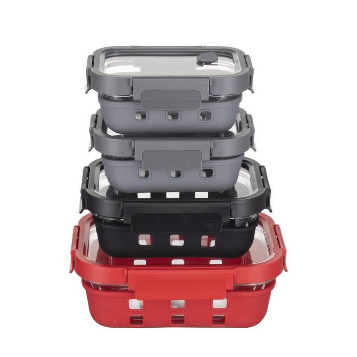 Genicook Product LLC - Wholesale Food Storage Container - Borosilicate Glass Container Multicolor Set With Glass Lids and Silicone Wrap (Round, Sqaure, or Rectangle)