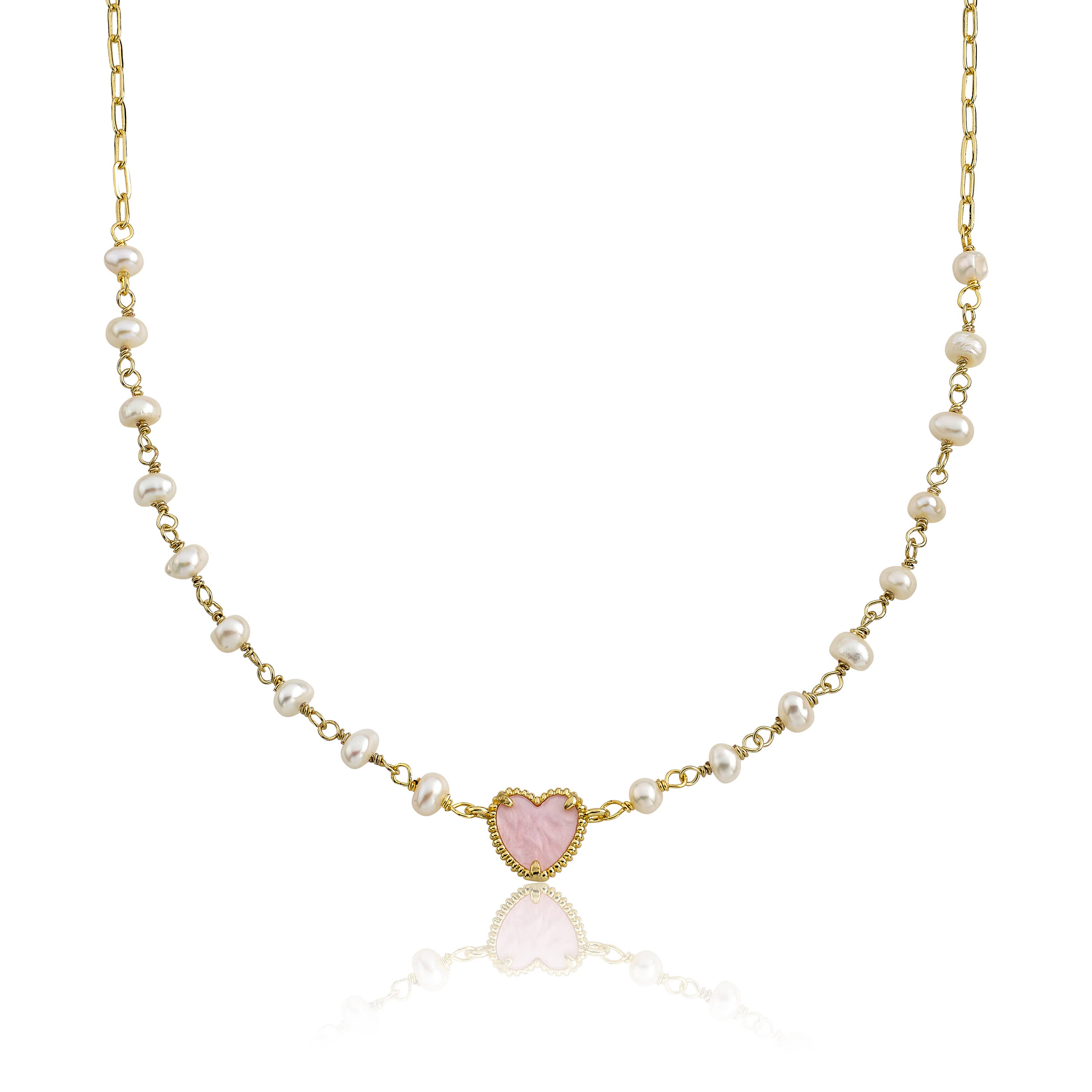 Little Miss Twin Stars - Wholesale Kids Necklace - Kids - Mother Of Pearl Heart Necklace1