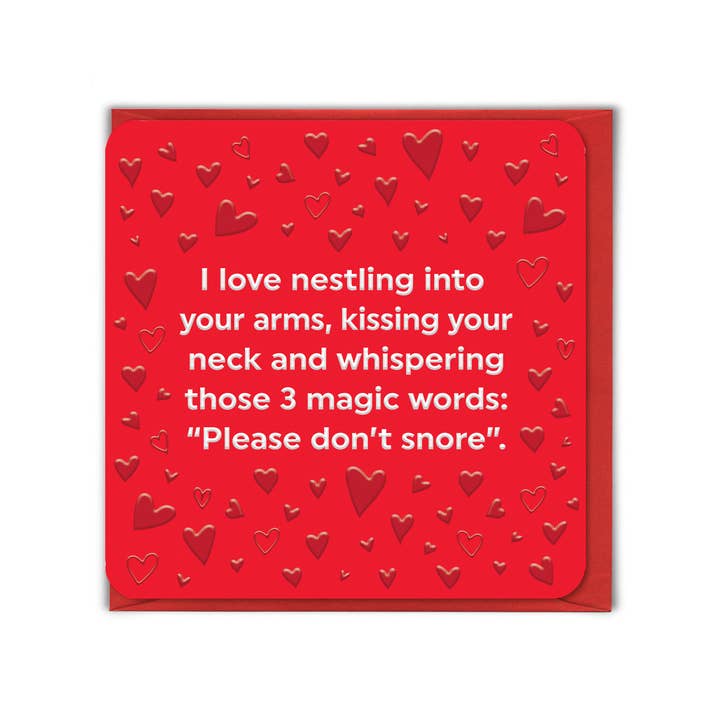 brainbox candy - Wholesale Valentine's Day Card - Funny Valentine's Day Card Embossed - Please Don't Snore