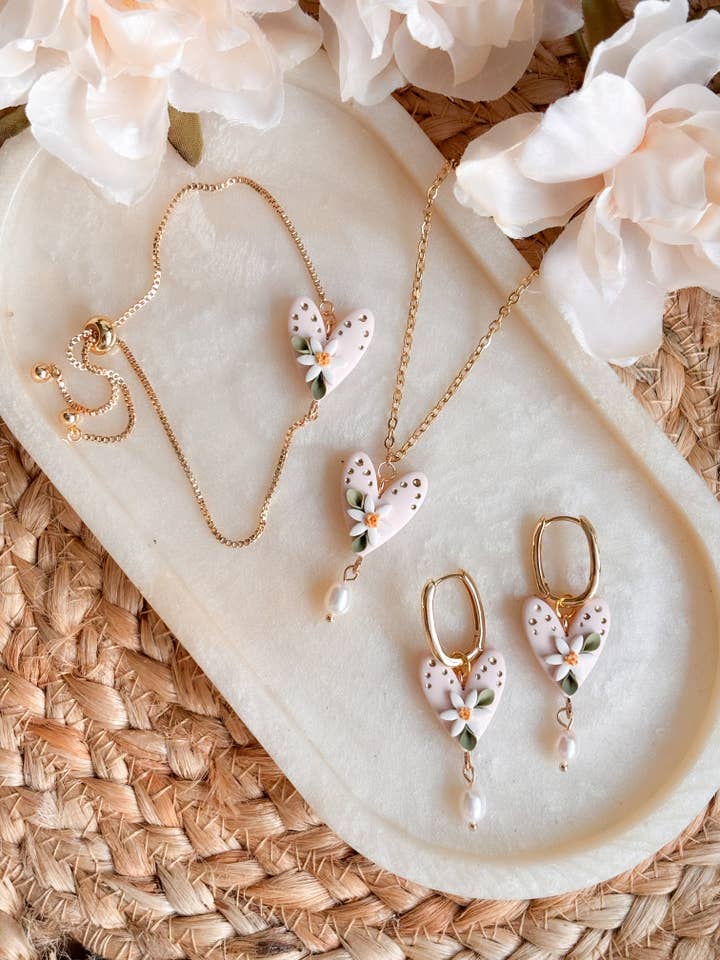 Ensemble de Charms Cœur Rose Doux pour la vente par Sarah Jane Designs