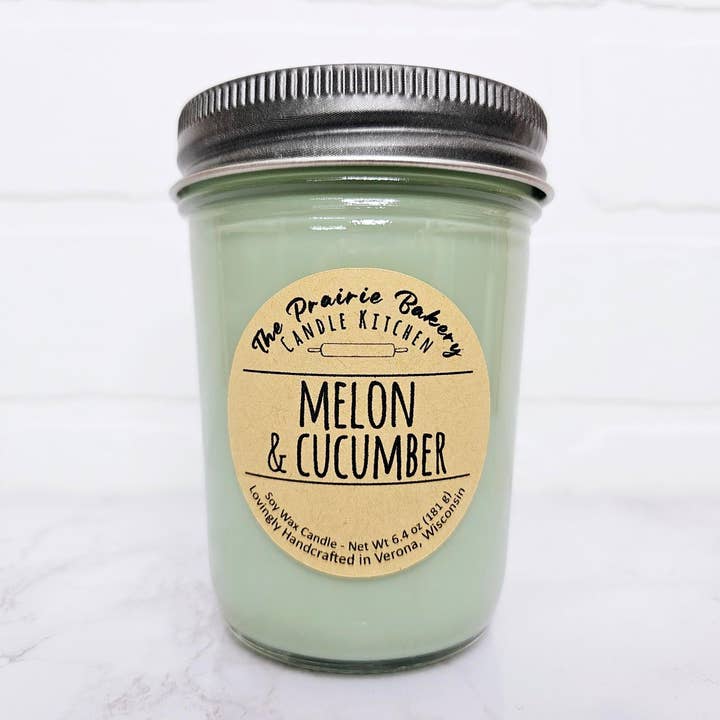 Melon & Cucumber | Bath Lotion Scented Soy Wax Candle for wholesale by The Prairie Bakery Candle Kitchen LLC