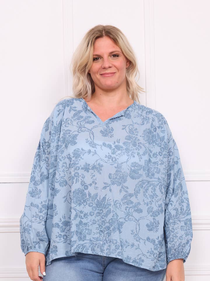 Grote Maat - Blouse met Pofmouwen voor wholesale door C'MELODIE