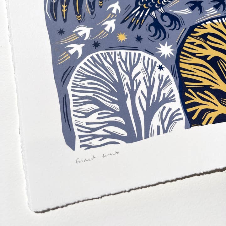 Folded Forest – wholesale Art print – Midnight Owl - Limited Edition Screen Print1