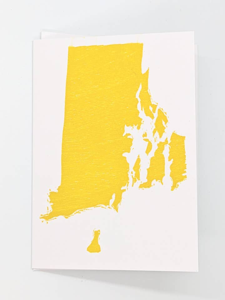 Rhode Island - Original Wood Block Printed Card for wholesale by Wingedprints