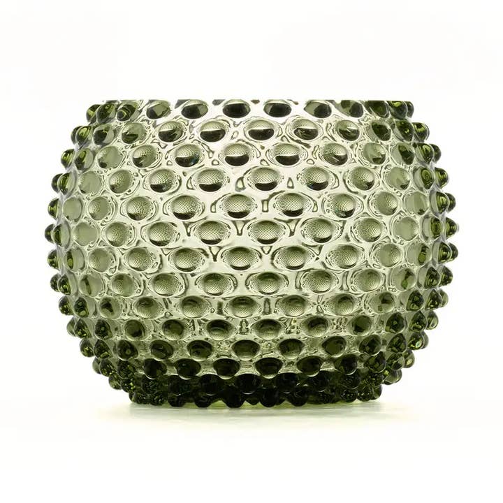 Large Hobnail Vase | Moss Green | Handblown Bohemia Crystal for wholesale by Maure Luxury Gifts