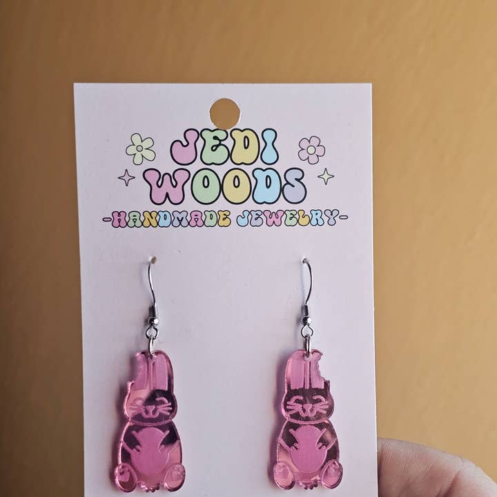 Brincos de Coelho da Páscoa de Chocolate Espelho Rosa por atacado de Jedi Woods LLC