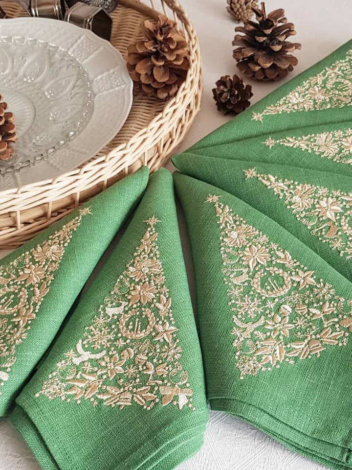 Embroidered Christmas Napkins Premium Quality 16x16'' for wholesale by Handmade Originals Ukraine