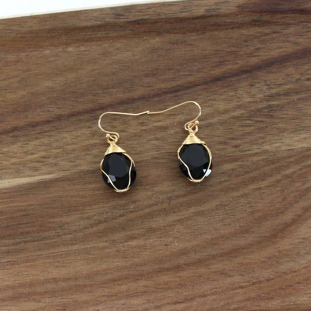 Pretty Persuasions - Wholesale Dangle Earrings - E24236 Wire Wrapped Glass Bead Earrings