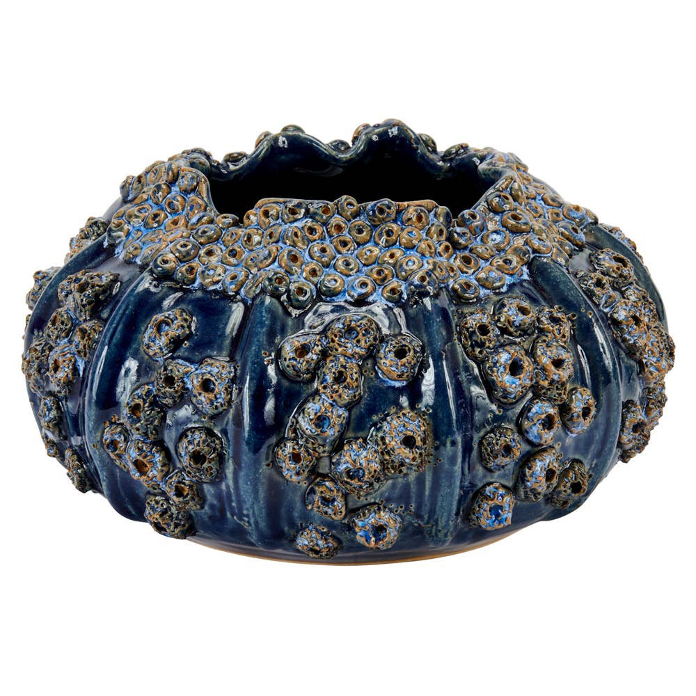 Continental Home - Wholesale Vase - Handmade Indigo Ocean Blue Sea Urchin Vase V250LB0