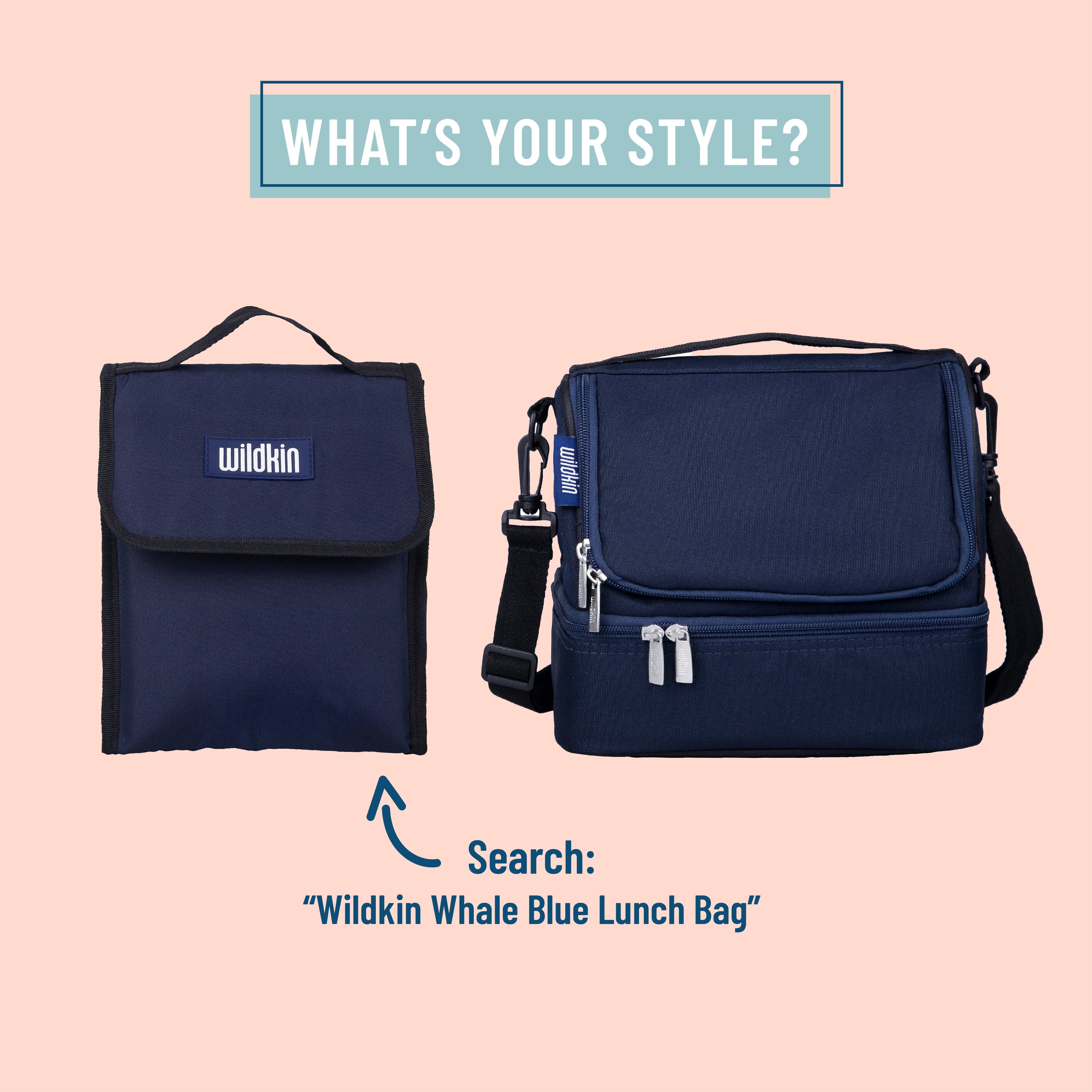 Wildkin - Vente Sac/boîte repas – enfant - Sac à lunch à deux compartiments Bleu Baleine3