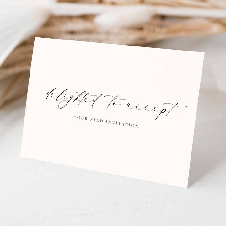 Delighted to Accept RSVP Greeting Card and other Purchase Wholesale wedding in divisoria. Free Returns & Net 60 Terms on Faire trending on Faire.