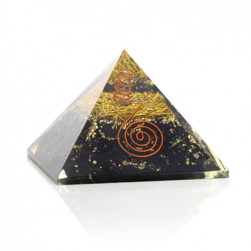 UniArt - Vendita all'ingrosso Pietra/cristallo spirituale - Piramide di Orgonite con Aste Dorate e Pietre Naturali1