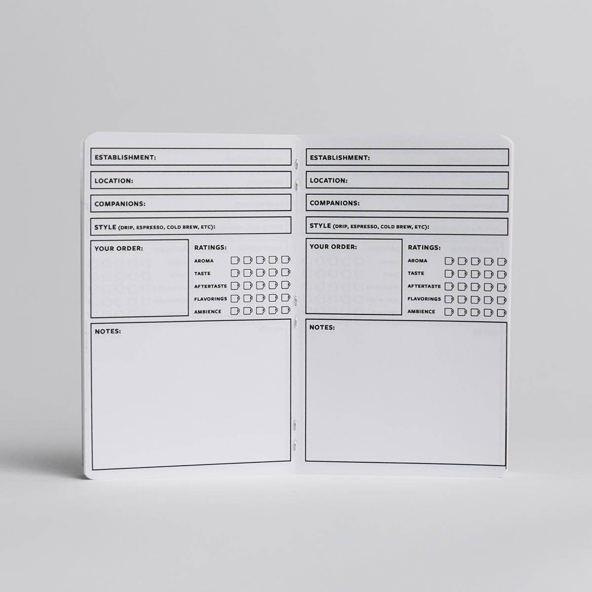 Justin Ryan Books - Wholesale Notebook - Coffee Log Book - Two 20-page books - Review local Shops1