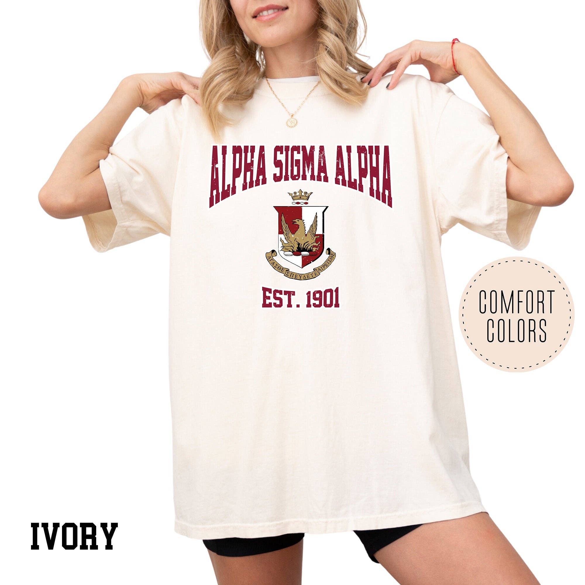 Kite and Crest - Vendita all'ingrosso Maglietta serigrafata - Donna - Maglietta della confraternita Legacy Luxe Comfort Colors6