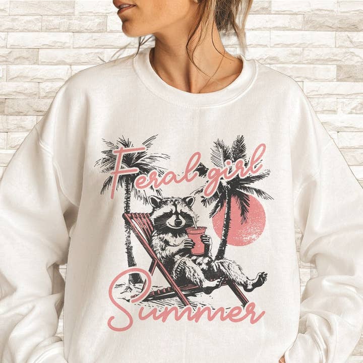 STRONG N FREE CDN - Wholesale Screen Printed T-Shirt - Women's - Feral Girl Summer T-Shirt or Sweatshirt - Perfect for the Summer Time
