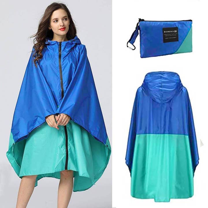 Damen Regenponcho Fahrrad & Wandern Azur blau türkis für den Großhandel von Bomence
